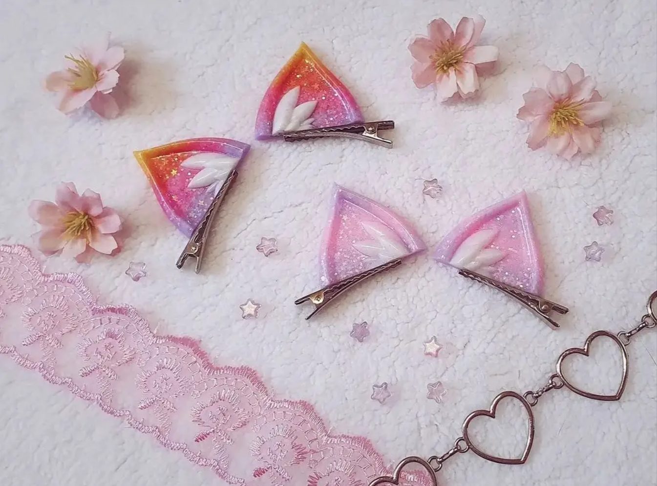 Handmade resin hairpins